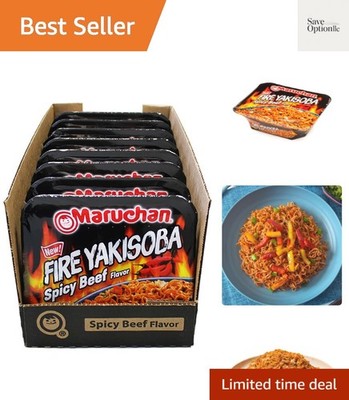 Delicious Yakisoba Instant Fire Spicy Beef Noodles - 3.99 Ounce Pack of 8