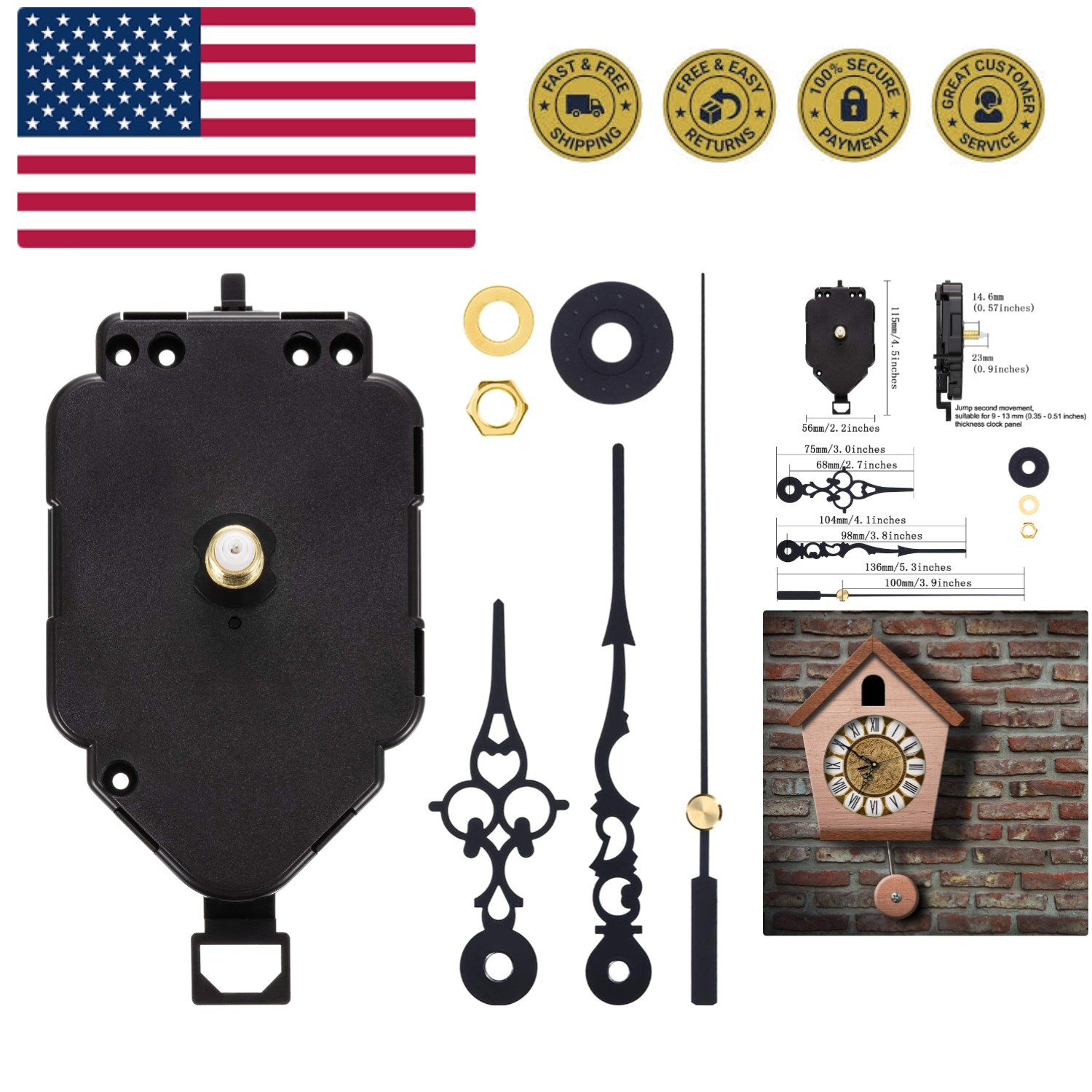 DIY Quartz Clock Movement Kit with Pendulum - Elegant Replacement Mechanism