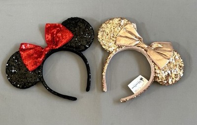 Disney Parks Minnie Ears Black And Red And Gold Sequin Set  display picture 1