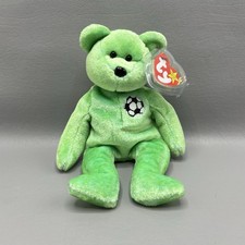 TY Kicks The Bear Soccer Beanie Baby 1999 Plush Toy Stuffed Animal MWMT Green