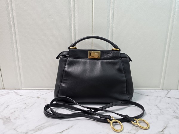 Authentic Pre-owned Fendi Mini Small Peekaboo Handbag in Smooth Black