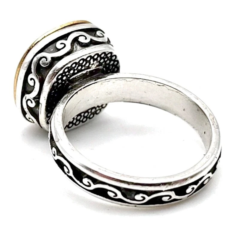 BRIGHTON VENUSIAN LAVENDER BLUE SWAROVSKI CRYS SLVR+GOLD SIZE 5.5-6 RING VG+✨VTG - Image 2 of 4