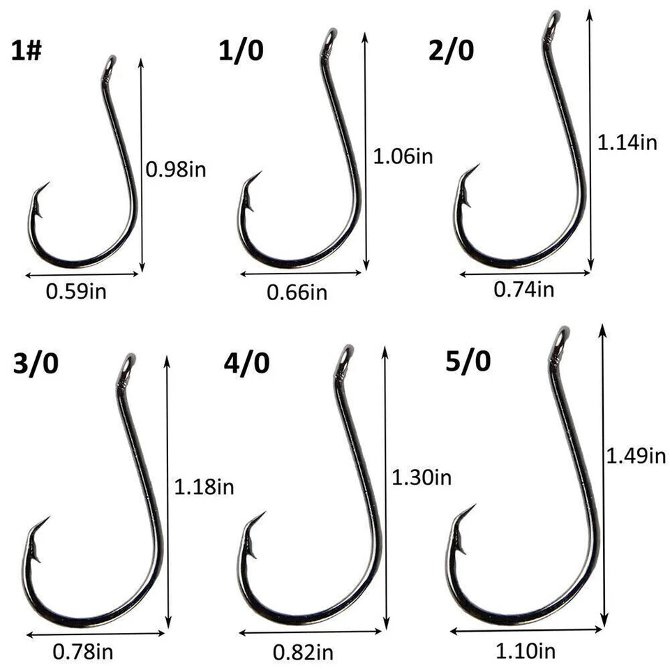 100pcs Circle Fishing Hooks 1# 1/0 5/0 Ultra Sharp Carbon Steel Octopus Offset - Image 2 of 4