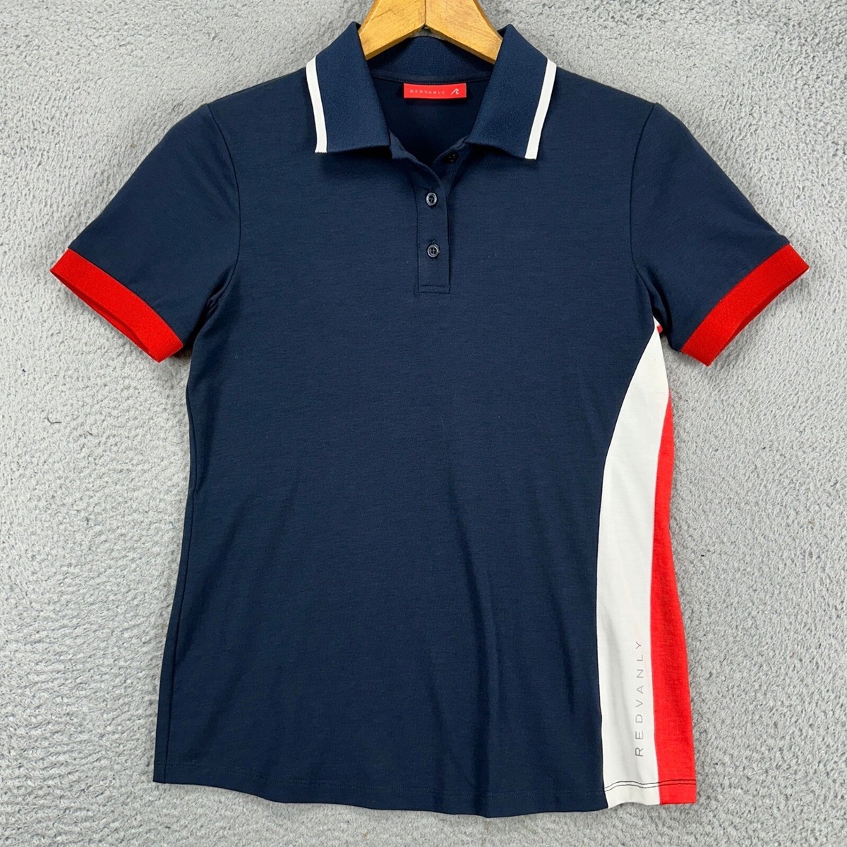 Redvanly Womens Golf Polo Shirt Medium Blue White Colorblock Short Redvanly Womens Golf Polo Shirt Medium Blue White Colorblock Short