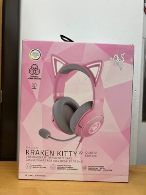 Razer Kraken Kitty V2 USB Headset w RGB Kitty Ears - Quartz Pink