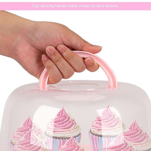 Kitchen Cake Carrier Tray with Handle Lid Container For Round Cupcake Storage US - Picture 11 of 17