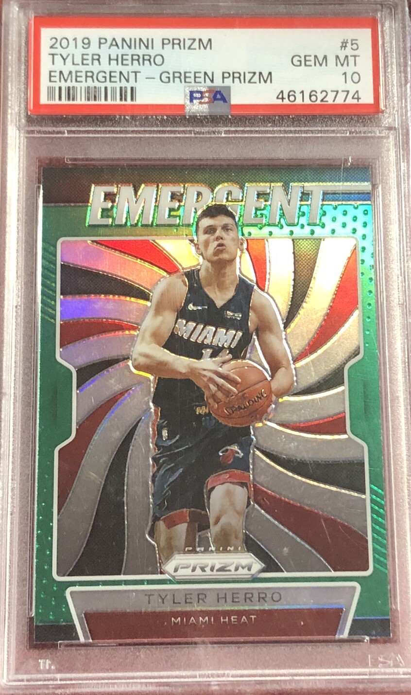 2019-20 Panini Prizm Tyler Herro #5 Rookie Green Emergent PSA 10 Miami Heat! #98