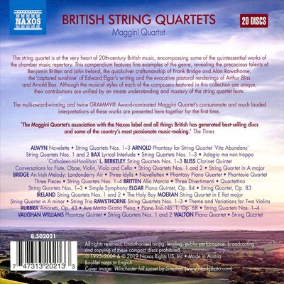 MAGGINI QUARTET BRITISH STRING QUARTETS NEW CD