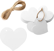 100 Pcs White Kraft Heart Gift Tags 4X4.5 Cm Valentine Shaped Paper for DIY Craf