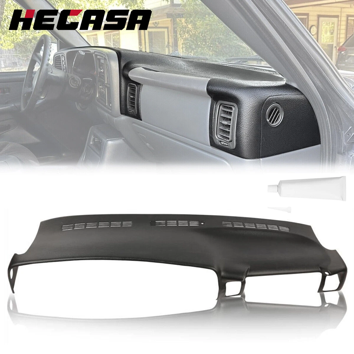 Black Dashboard Cover Mat For 2007-2013 GMC Sierra Yukon XL Denali | Non-Slip Dash Pad