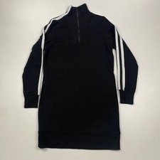 Athleta Black 1/4 Zip White Stripe Shoulder Dress Size XXS Heavy Weight Pullover
