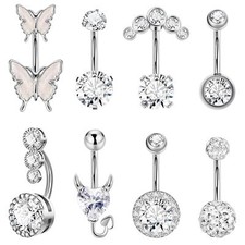 8Pcs 6MM 10MM 14MM 14G Belly Button Rings for Women Surgical Steel Belly Ring...
