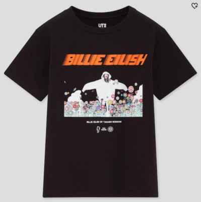 T-shirt Billie Eilish X Takashi Murakami UNIQLO UT – Taille 13 Ans, Noir, Manches Courtes, Neuf Avec étiquettes