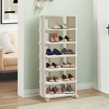 6 Tier Rolling Shoe Rack Shoes Storage Stand Tower Stackable for Closet Entryway