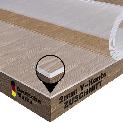 Tischfolie 2mm Transparent Tischdecke V-Kante Tischmatte Abwaschbar PVC - Bild 1 von 4