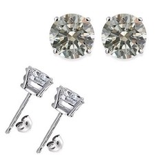 Pretty New Silver White Gold Plated 2 Carat 6MM Clear Round CZ Stud Earrings