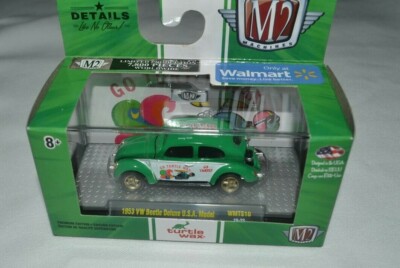 M2 MACHINES TURTLE WAX - 1953 VW BEETLE DELUXE U.S.A. MODEL GREEN & WHITE