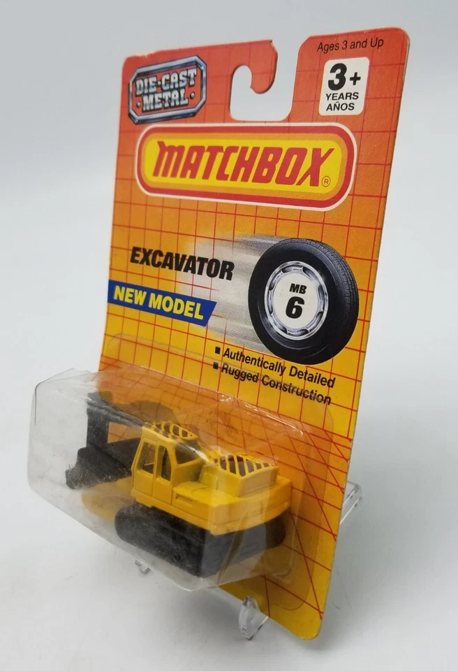 Matchbox 1990 EXCAVATOR (New Model) MB-6 Yellow Black DieCast 1/64 New Old Stock - Image 4 of 4