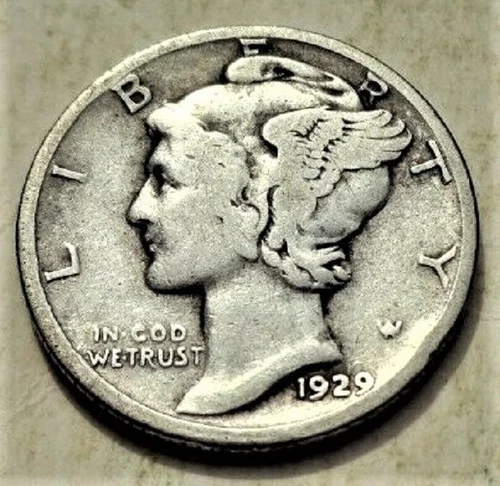 1929 P  Mercury Dime circulated 90% Silver  F Fine to Very Fine VF