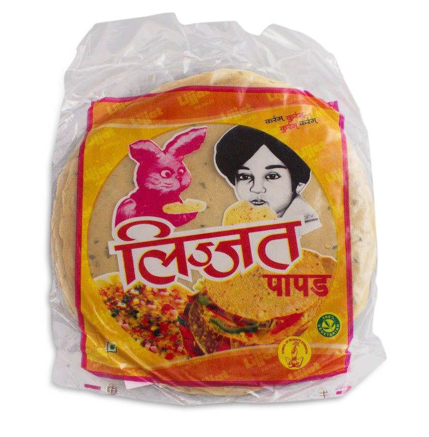 200g Lijjat Indische Papadum Fladen MOONG LINSEN Vegan Papadam Papad Mung Papads