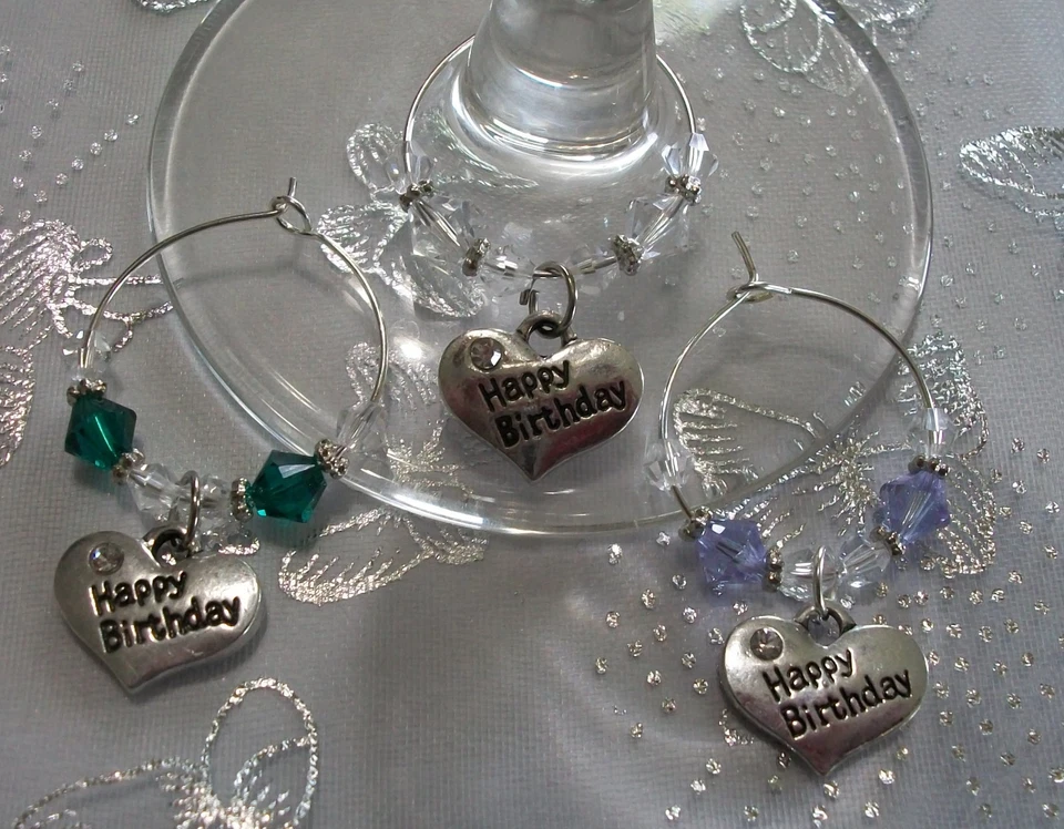 Swarovski® Crystal Birthstone Happy Birthday Wine Charm/Choice of Color - Image 3 of 4