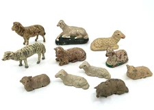Lineol Composite and Clay Mixed lot 11 Flock Sheep 1940s Figures 2in two signed
