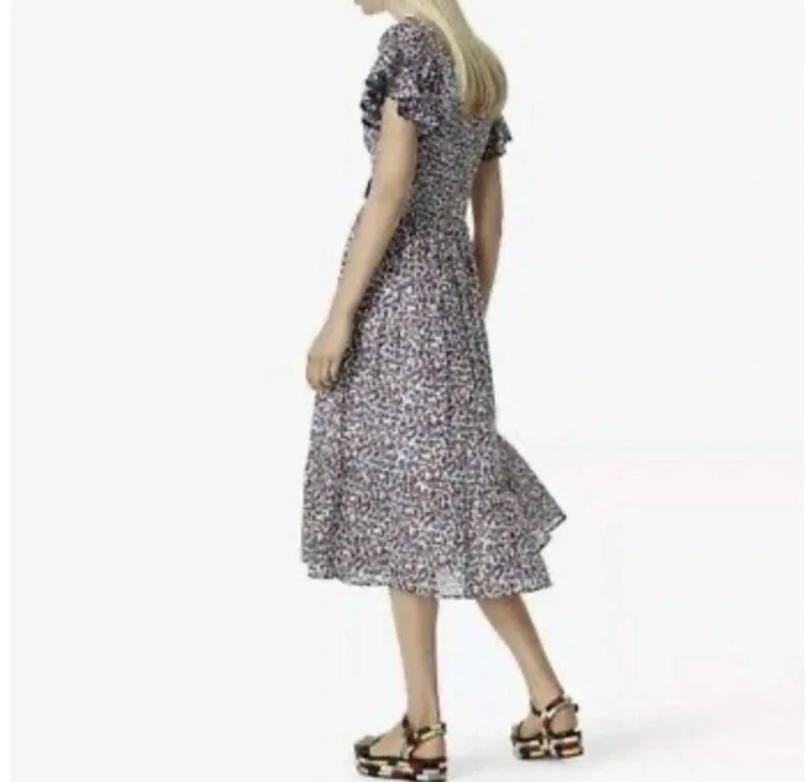 Abito Tory Burch nuovo con etichette fiori selvatici smocked spalle scoperte X Large $398