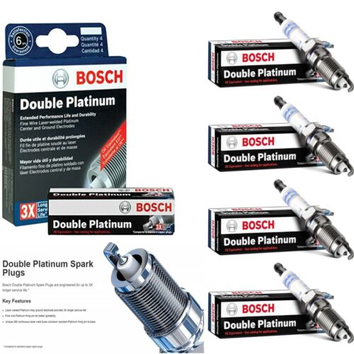 4 X Spark Plugs Bosch Double Platinum For 2015-2018 VOLKSWAGEN GOLF L4-1.8L - Picture 1 of 4