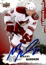 Mikkel Boedker Signed 2008-09 Upper Deck Rookie Class RC card Arizona Coyotes. rookie card picture