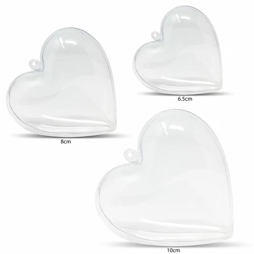 Clear Fillable Heart Baubles Plastic Wedding Favours Christmas Decoration Love