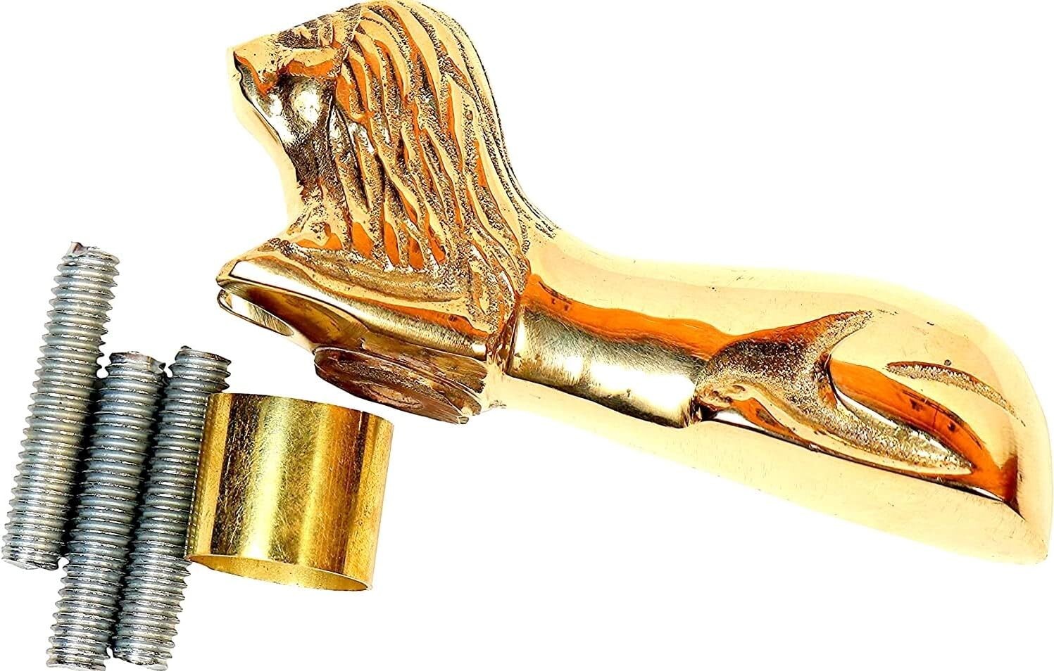 Antique Nautical Solid Brass Head Only Handle Woo… - image 4