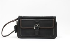 COACH Soho Black Leather Buckle Wristlet Front Flap Pocket