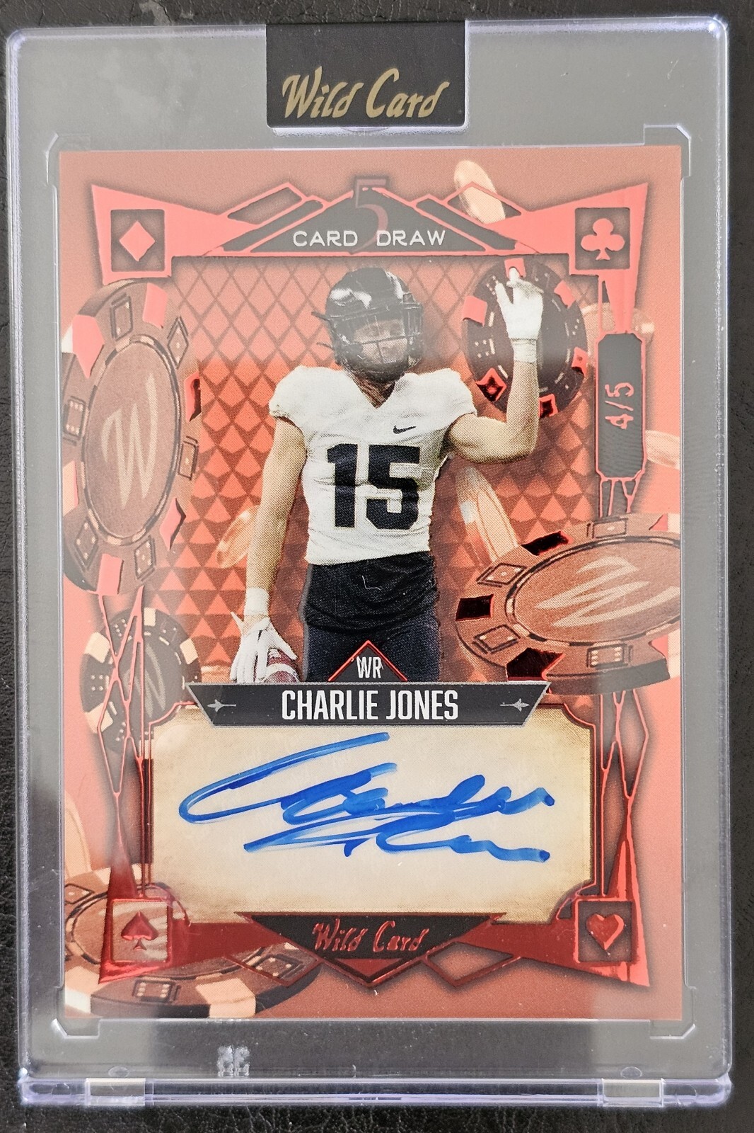 CHARLIE JONES 2023 Wild Card Red 5 Card Draw Rookie RC Auto 4/5 | Purdue Bengals
