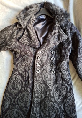 Gothic Mantel Poizon Industries 4XL Damen WGT Schwarz Muster Anthrazit