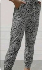 LEOPARD GREY Jogging Pants Drawstring Pockets Tapered Cuff Legs Women's Sz L