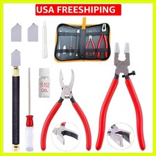 Glass Cutting Tool Set Kit, Glass Nipper,Glass Running Plier, Breaking Plier,...