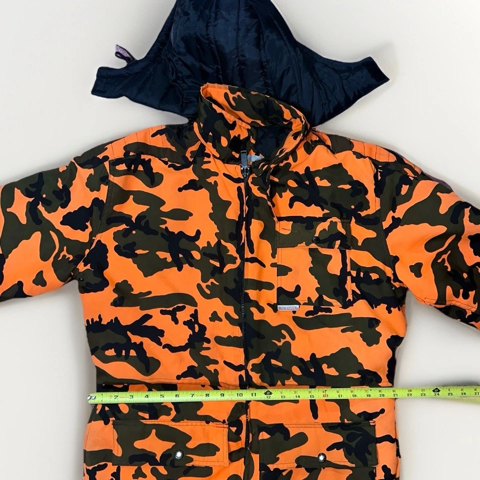 Winchester Vintage Hunting Coverall Insulated Camo Jumpsuit Orange Brown Mens L - Image 3 of 4