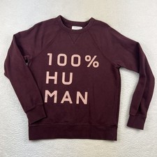 Everlane Sweatshirt Womens Small 100 Human Graphic Crewneck Pullover Burgundy