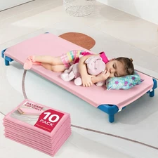 10 Pcs Cot Sheet for Daycare, 23" X 51", Pink Daycare Cot Bedding with Corner...
