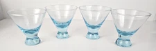 Set Of 4 Libby Island Blue 3.5"T Pedestal Stem Martini Cocktail Glass Libbey