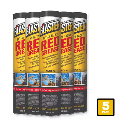 Heavy Duty Red Grease Cartridges 14oz 5-Pack for Automotive and Equipment Use