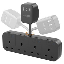 4 Way Plug Adapter with USB Type C  Extension Lead with Independent Switches