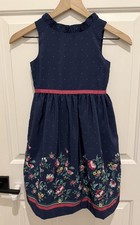 Janie And Jack The Gardener Floral Border Mini Dots Navy Blue Dress 6 See Info