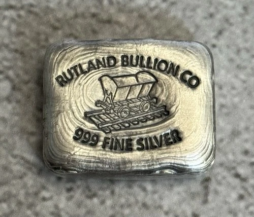 Rutland Bullion Co. 1 oz Hand Poured Silver Bar .999 Fine Silver