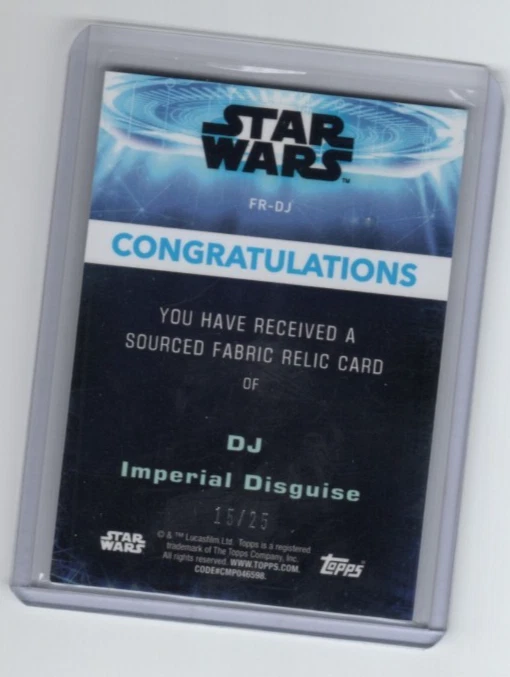 Star Wars Battle Plans 2021 Fabric Relic Card FR-DJ DJ Imperial Disguise #15/25 - Image 2 of 4