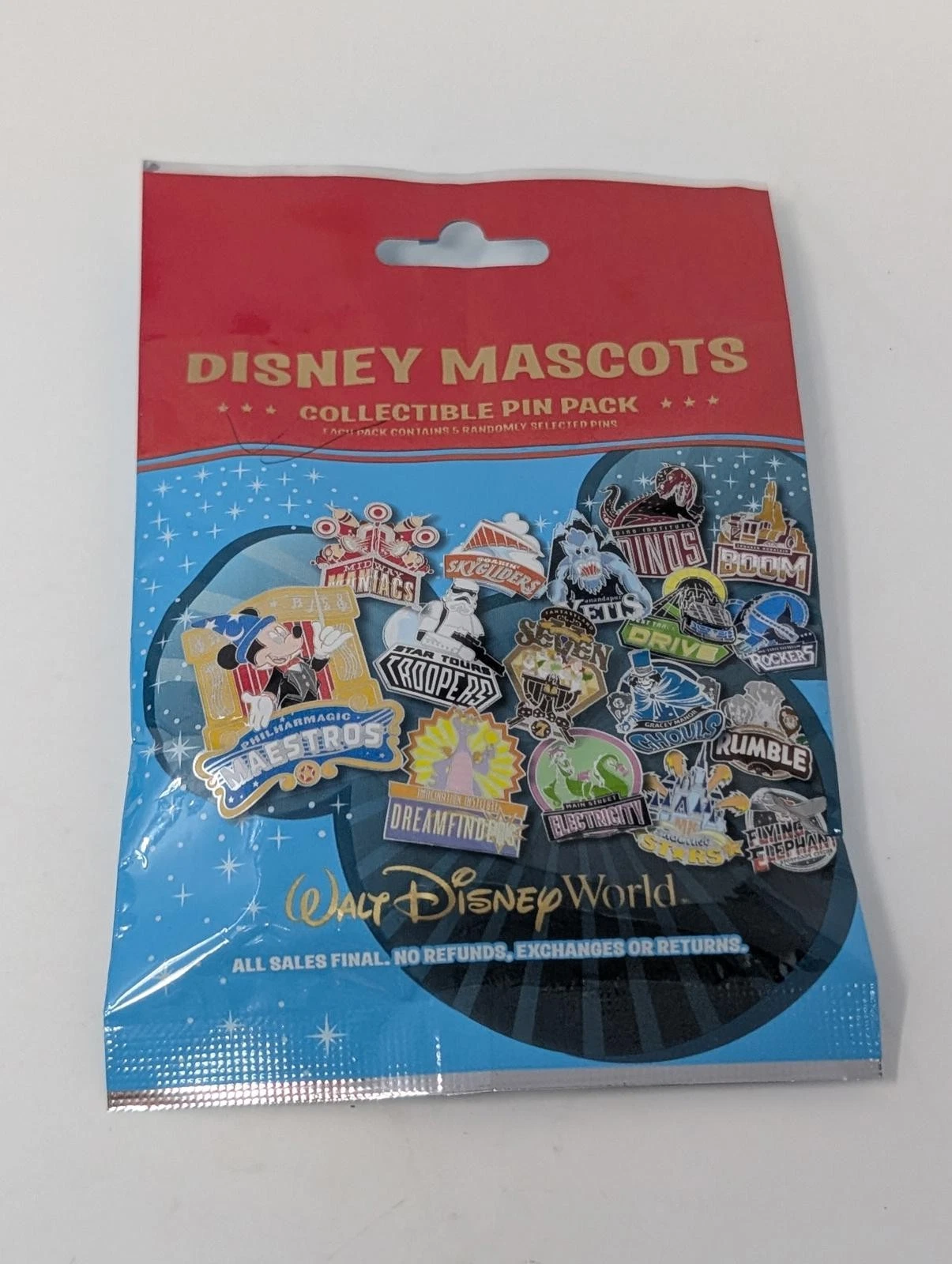 WDW Walt Disney World Mascots Mystery Pack Pouch 5 Pins SEALED