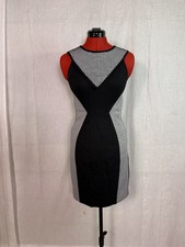 YOANNA BARASCHI Size 0 Stetch PONTE Windowpane Colorblock Sleeveless Dress D357