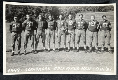 Rare 1931 Oklahoma Sooners Football Sophomore Backfield Men RPPC Postcard V498