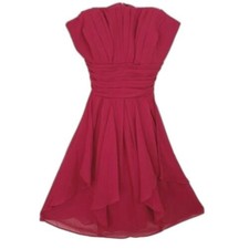 Davids Bridal Strapless Dress Size 4 Red Chiffon Homecoming Prom Formal Cocktail