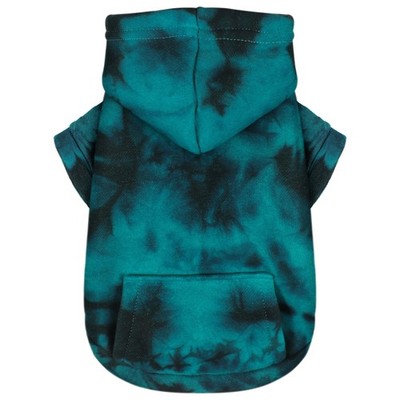 Chic Tie-Dye Dog Hoodie with Practical Pocket Small (Chest:12.5''-14.5''), Cyan